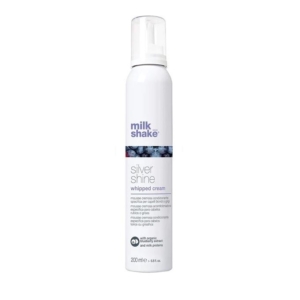 Spuma balsam pentru par blond, gri sau alb, Milk Shake Silver Shine Whipped Cream Conditioning Foam 200 ml