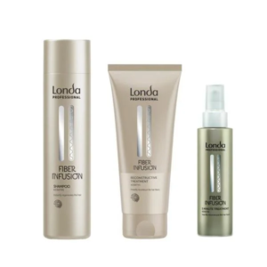 SET_3 produse -  Tratament reconstructiv cu keratina Londa Professional Fiber Infusion: sampon 250ml, masca 200ml si tratament 5 min. 100ml
